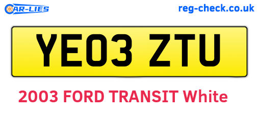 YE03ZTU are the vehicle registration plates.