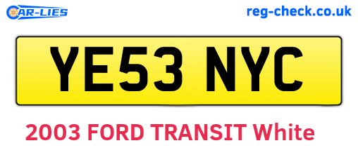 YE53NYC are the vehicle registration plates.