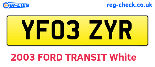 YF03ZYR are the vehicle registration plates.