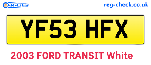 YF53HFX are the vehicle registration plates.