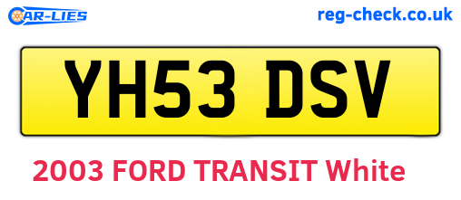 YH53DSV are the vehicle registration plates.