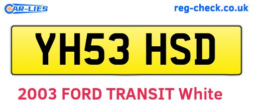 YH53HSD are the vehicle registration plates.
