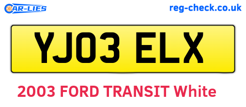 YJ03ELX are the vehicle registration plates.