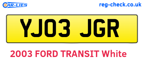 YJ03JGR are the vehicle registration plates.