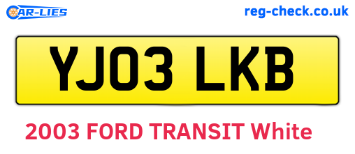 YJ03LKB are the vehicle registration plates.