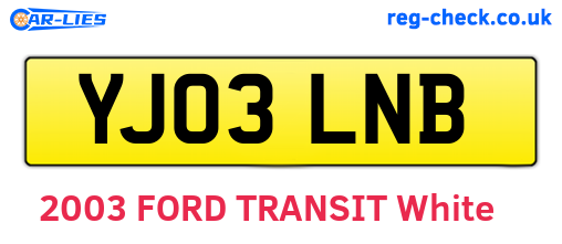 YJ03LNB are the vehicle registration plates.