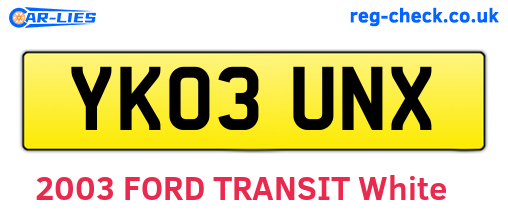 YK03UNX are the vehicle registration plates.
