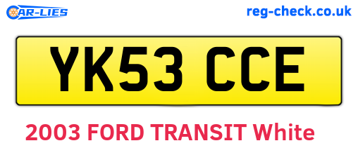 YK53CCE are the vehicle registration plates.