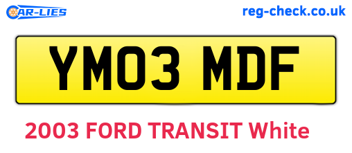 YM03MDF are the vehicle registration plates.