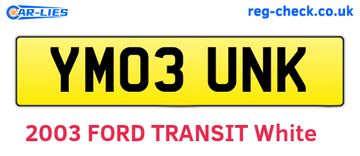 YM03UNK are the vehicle registration plates.