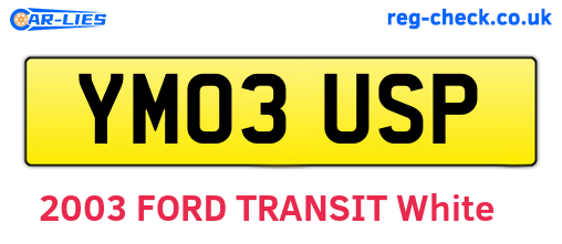 YM03USP are the vehicle registration plates.