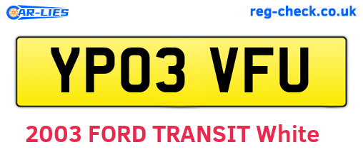 YP03VFU are the vehicle registration plates.
