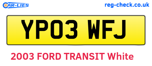YP03WFJ are the vehicle registration plates.