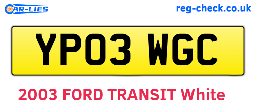 YP03WGC are the vehicle registration plates.