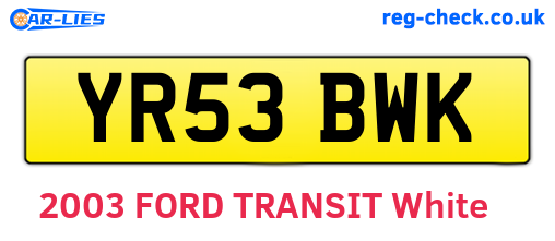 YR53BWK are the vehicle registration plates.