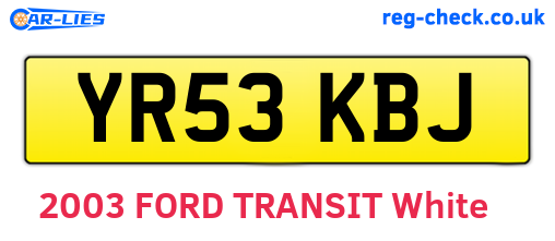 YR53KBJ are the vehicle registration plates.