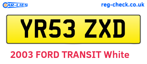 YR53ZXD are the vehicle registration plates.