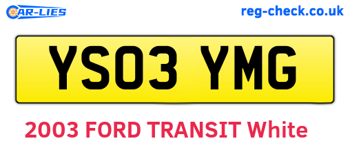 YS03YMG are the vehicle registration plates.