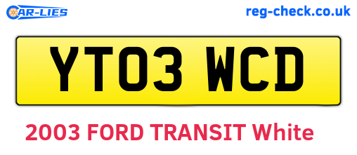 YT03WCD are the vehicle registration plates.