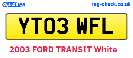YT03WFL are the vehicle registration plates.