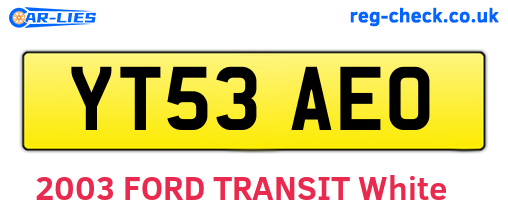 YT53AEO are the vehicle registration plates.