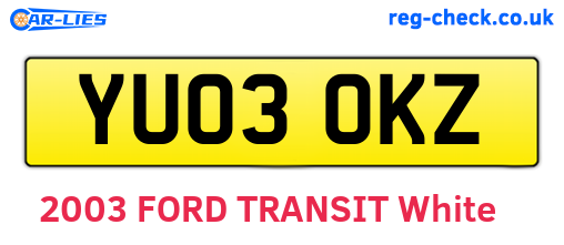 YU03OKZ are the vehicle registration plates.