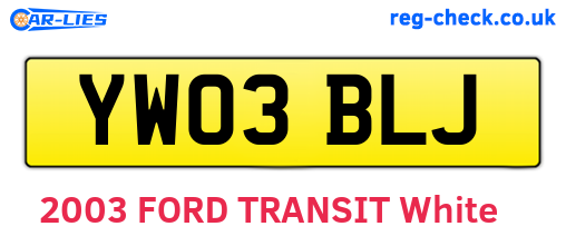 YW03BLJ are the vehicle registration plates.