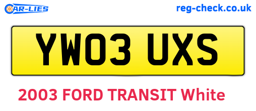 YW03UXS are the vehicle registration plates.