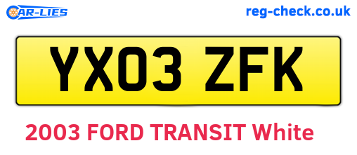 YX03ZFK are the vehicle registration plates.