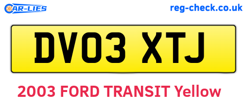 DV03XTJ are the vehicle registration plates.