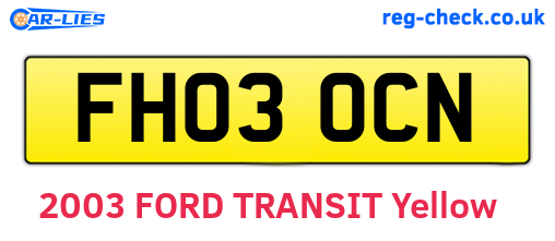 FH03OCN are the vehicle registration plates.