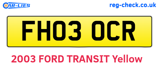 FH03OCR are the vehicle registration plates.