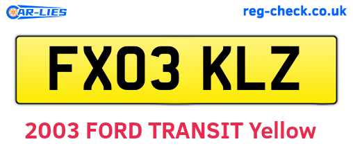 FX03KLZ are the vehicle registration plates.