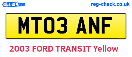 MT03ANF are the vehicle registration plates.