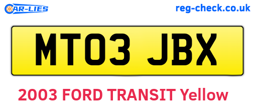 MT03JBX are the vehicle registration plates.