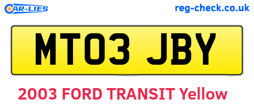 MT03JBY are the vehicle registration plates.