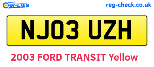 NJ03UZH are the vehicle registration plates.