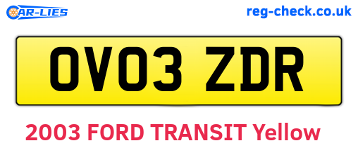 OV03ZDR are the vehicle registration plates.