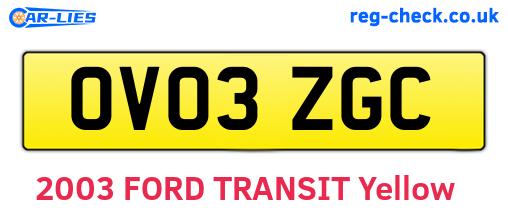 OV03ZGC are the vehicle registration plates.