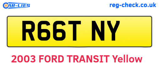 R66TNY are the vehicle registration plates.