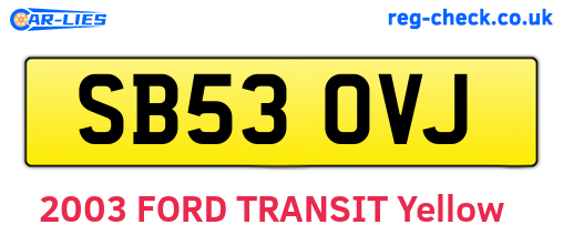 SB53OVJ are the vehicle registration plates.