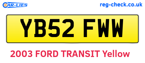 YB52FWW are the vehicle registration plates.