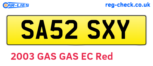 SA52SXY are the vehicle registration plates.