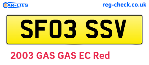 SF03SSV are the vehicle registration plates.