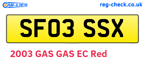 SF03SSX are the vehicle registration plates.