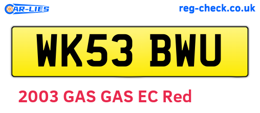 WK53BWU are the vehicle registration plates.