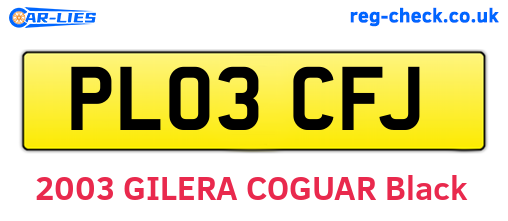 PL03CFJ are the vehicle registration plates.