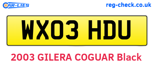WX03HDU are the vehicle registration plates.