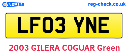 LF03YNE are the vehicle registration plates.