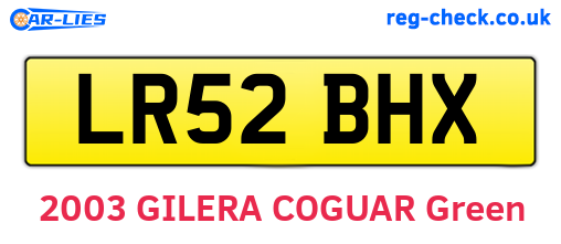 LR52BHX are the vehicle registration plates.